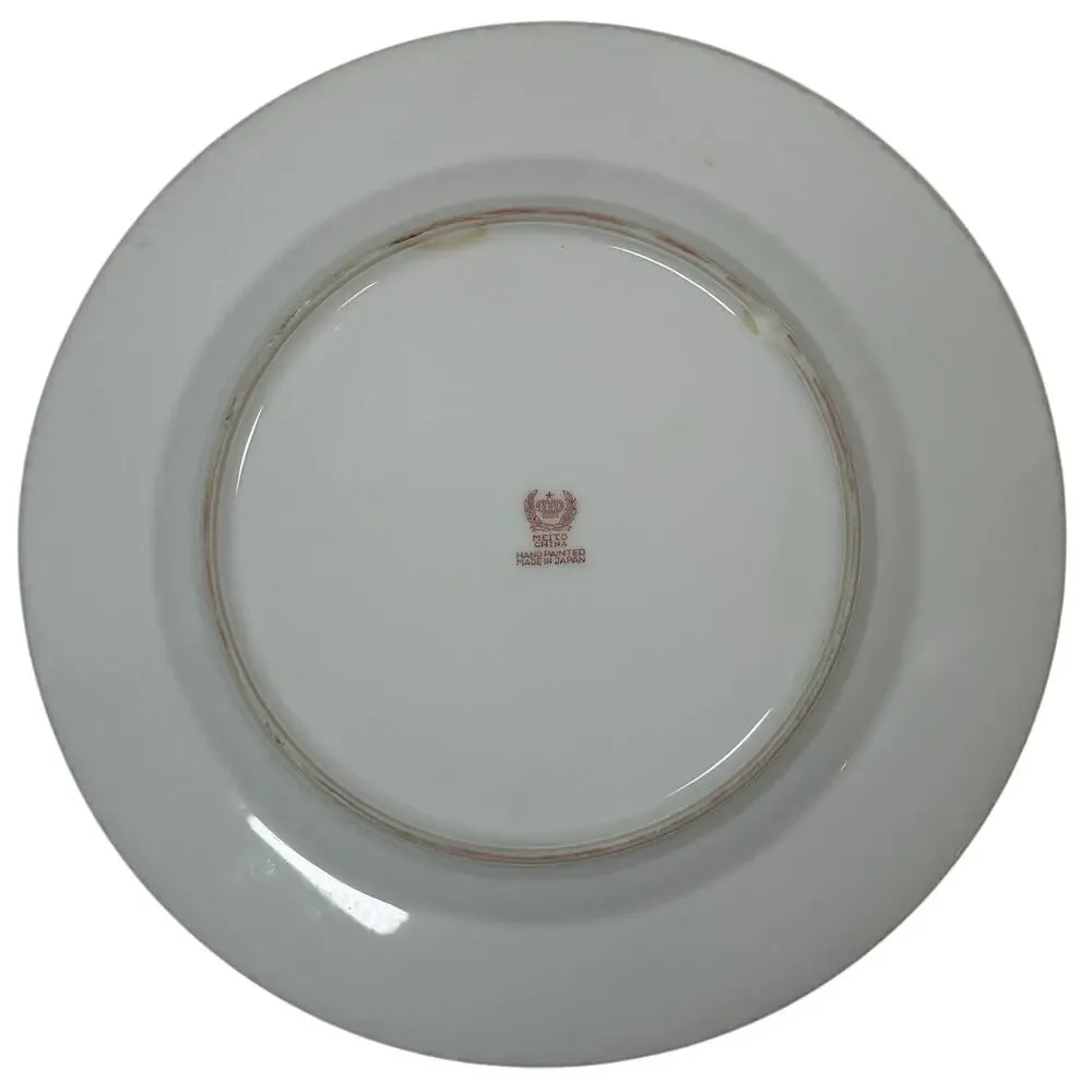 Meito China Hand Painted Floral Plates Set of 2 Japan 9.75” Vintage